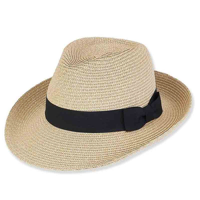 Multitone Tweed Summer Fedora Hat - Sun 'N' Sand Hats Fedora Hat Sun N Sand Hats HH1657B nt Natural Heather Medium (57 cm)