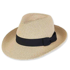 Multitone Tweed Summer Fedora Hat - Sun 'N' Sand Hats Fedora Hat Sun N Sand Hats HH1657B nt Natural Heather Medium (57 cm)
