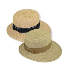 Narrowing Brim Summer Hat with Stitched Bow Wide Brim Hat Jeanne Simmons Accessories