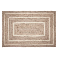 Natural and Cream Bordered Jute Woven Rug with Pad - Annabel Bleu