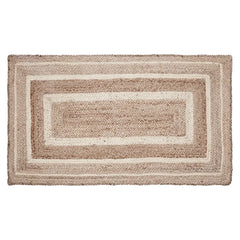 Natural and Cream Bordered Jute Woven Rug with Pad - Annabel Bleu