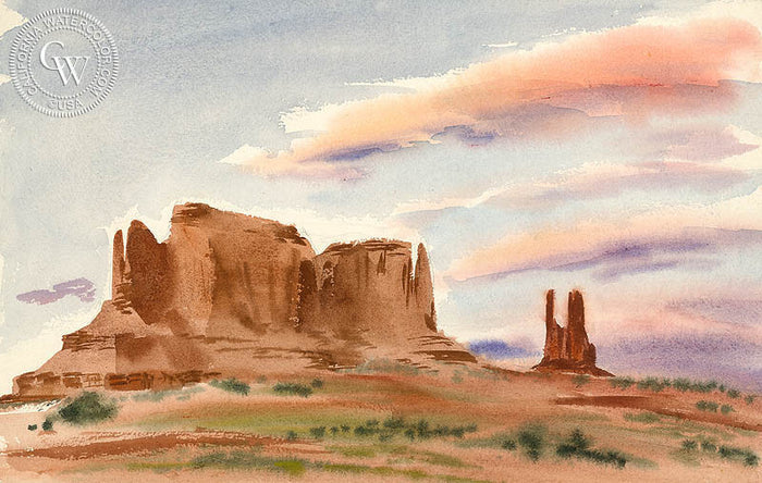 Navajo Country, 1949, watercolor painting by Duval Eliot (American art). Original painting and fine art giclée reproduction by California Watercolor for wall decor.