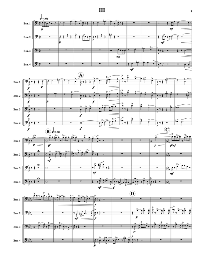 Nelhybel - Three Temperaments - Bassoon Quartet