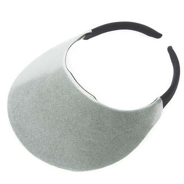 No Headache® Round Brim Clip On Shimmer Fabric Sun Visor Visor Cap No Headache PFCM-SHM2 Silver