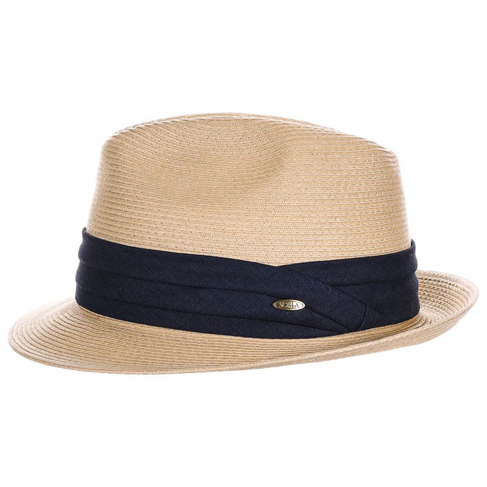 Oasis Fine Braid Fedora with Pleated Band - Scala Hats Fedora Hat Scala Hats