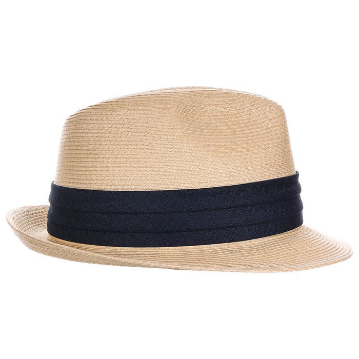 Oasis Fine Braid Fedora with Pleated Band - Scala Hats Fedora Hat Scala Hats