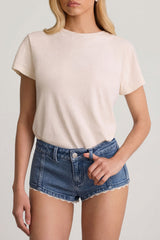 Low-Rise Hot Pants in Mid-Blue
