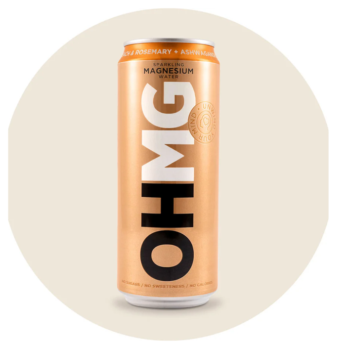 OHMG Peach & Rosemary + Ashwagandha Sparkling Magnesium Water 4x 330ml