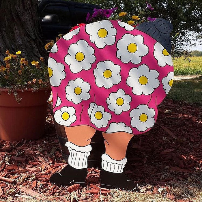 Gadget Gerbil Pink Old Lady Bending Over Garden Stake