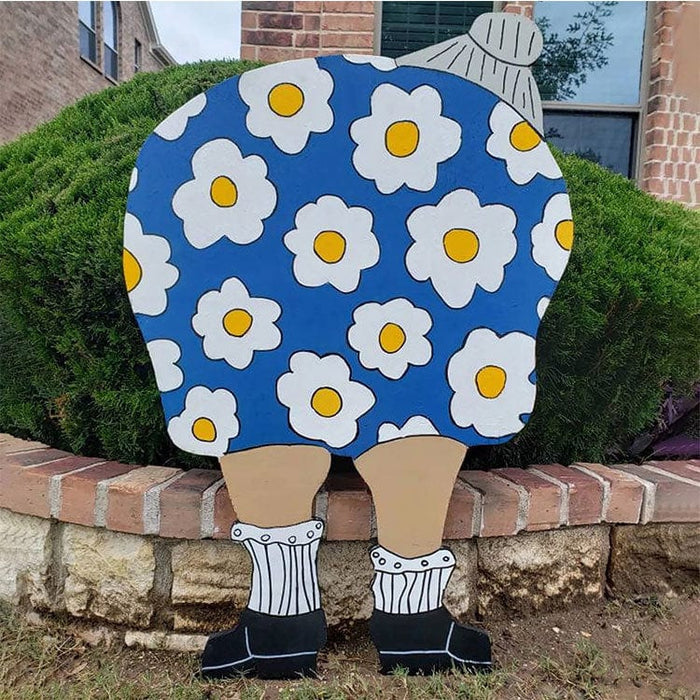 Gadget Gerbil Blue Old Lady Bending Over Garden Stake