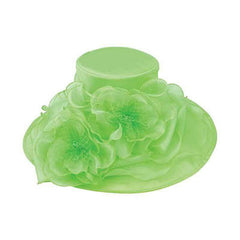 Organza Hat with Multi Layer Flowers Dress Hat Something Special Hat sw2823lm Lime
