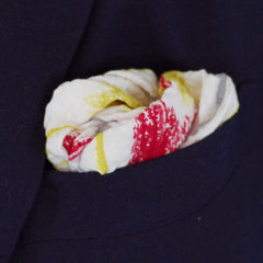 Painterly Red, White, and Yellow Seersucker Cotton Pocket Square by Put This On