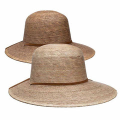 Palm Leaf Dimensional Brim Sun Hat with Chin Strap - Scala Hats Facesaver Hat Scala Hats LS256-Dark Burnt Palm Medium  (57 cm)