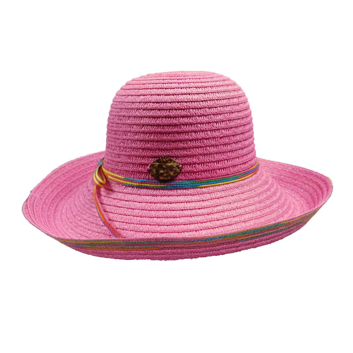 Panama Jack Kettle Brim Hat with Multicolor Trim Kettle Brim Hat Panama Jack Hats WS559FC Fuchsia