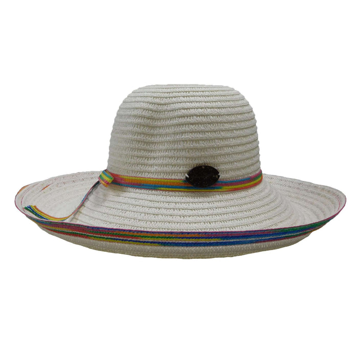 Panama Jack Kettle Brim Hat with Multicolor Trim Kettle Brim Hat Panama Jack Hats WS559WH White