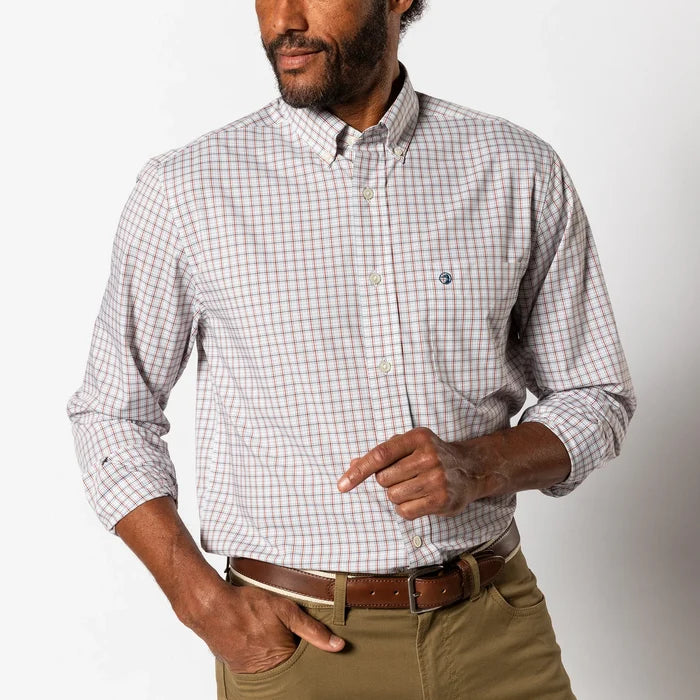 Performance Poplin Sport Shirt Edison Plaid (Burnt Brick)
