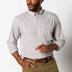 Performance Poplin Sport Shirt Edison Plaid (Burnt Brick)