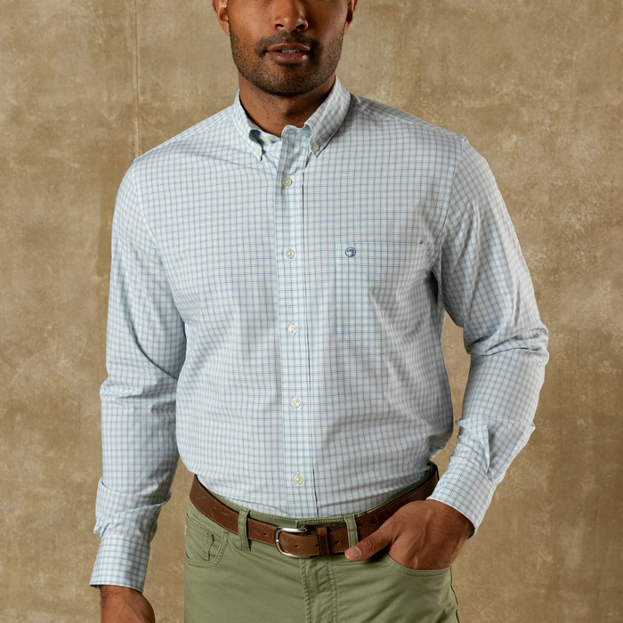 Performance Stokes Plaid Sport Shirt (Seafoam Green)