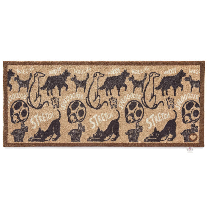 Overhead of Hug Rug beige battersea dogs washable runner