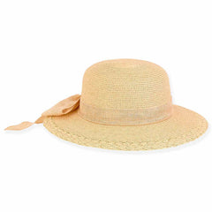 Petite Hats for Small Heads - Linen Bow Straw Wide Brim Sun Hat Wide Brim Sun Hat Sun N Sand Hats HK386B Tan Small (54 cm)