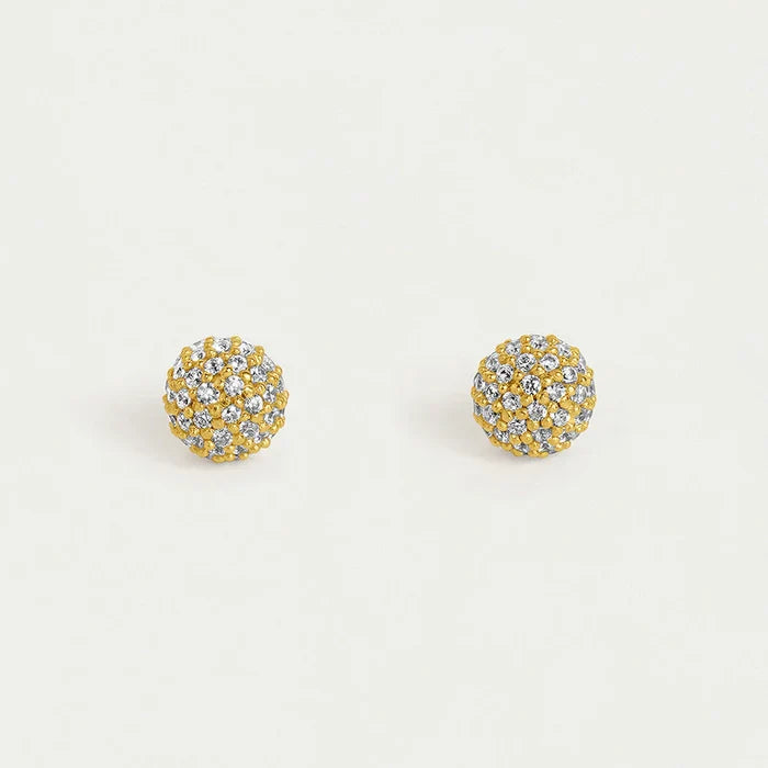 Petite Pave Ball Stud (Gold/White/Topaz)