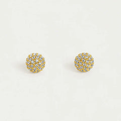 Petite Pave Ball Stud (Gold/White/Topaz)