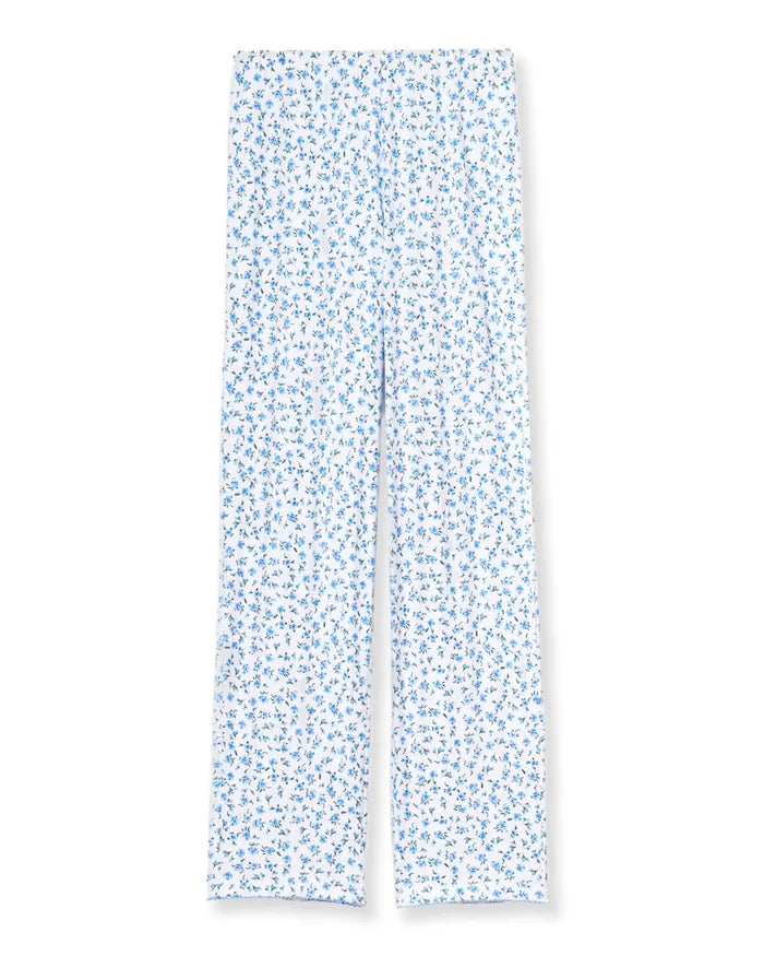 Petite Plume Women's Pointelle Pants in Blue Floral