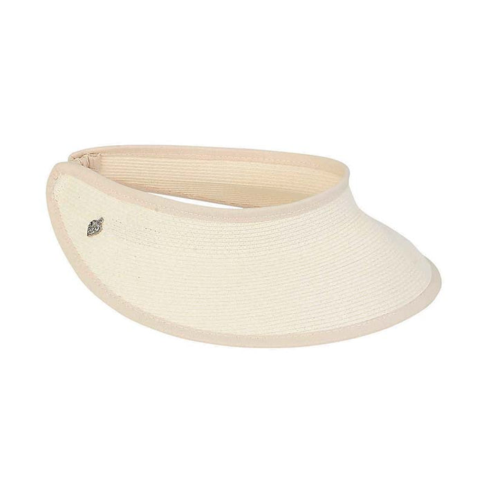 Petite Straw Sun Visor with Elastic Closure - Sunny Dayz™ Visor Cap Sun N Sand Hats HK226A Ivory