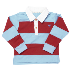 Pink Chicken Boys Albert Rugby Shirt in Blue & Maroon
