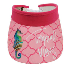 Pink Sea Horse Cotton Sun Visor with Coil - Sun 'N' Sand Hats Visor Cap Sun N Sand Hats HH2249A Pink