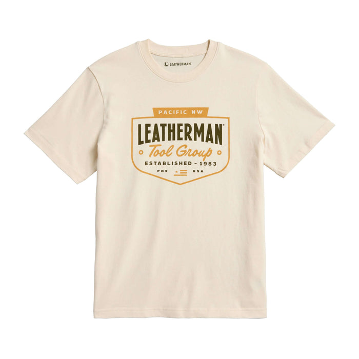 Front of the Leatherman natural gold Pacific Northwest tee
