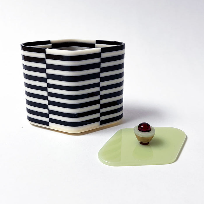 Polished Lucite Keepsake Box: Black, Cream, Khaki, Red