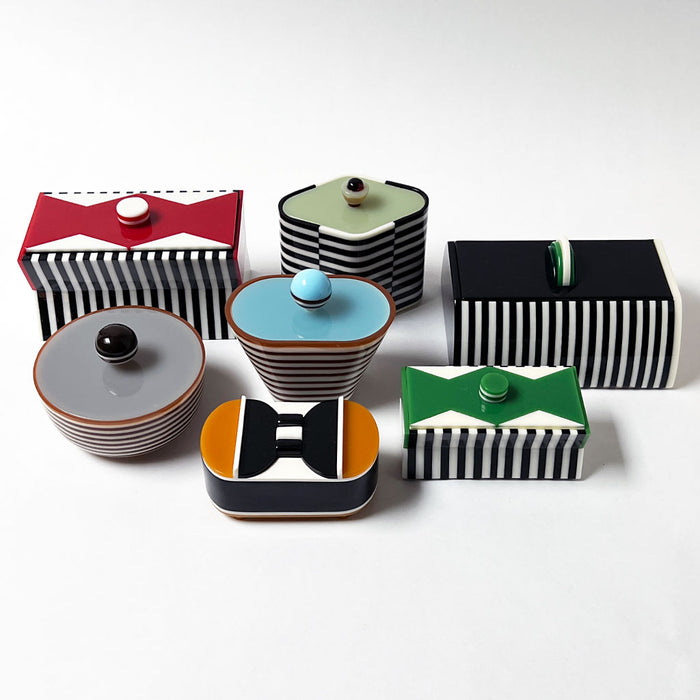 Polished Lucite Keepsake Box: Black, Cream, Khaki, Red