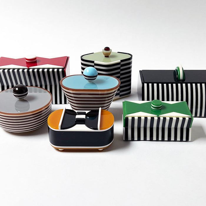 Polished Lucite Keepsake Box: Black, Cream, Khaki, Red