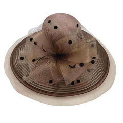 Polka Dot Tulle Crinoline Derby Hat Dress Hat Something Special Hat uq6608mc Mocha