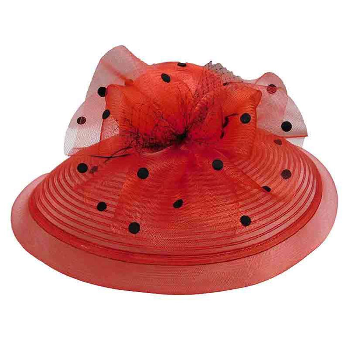 Polka Dot Tulle Crinoline Derby Hat Dress Hat Something Special Hat uq6608RD Red