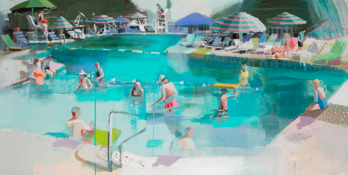 Pool Chatter painting Teil Duncan - Christenberry Collection