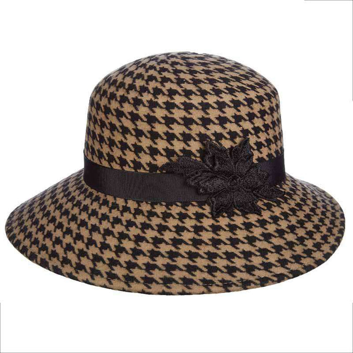 Print Wool Big Brim Hat with Embroidered Applique - John Callanan Wide Brim Hat Callanan Hats LV389CM Camel