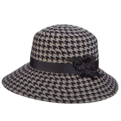 Print Wool Big Brim Hat with Embroidered Applique - John Callanan Wide Brim Hat Callanan Hats LV389GY Grey