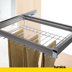 Pull Out Trouser Hanger 2 for 31-1/2 inch (80 cm) Armoire Soft-Close - Single Shelf - Gray