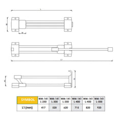 Retractable wardrobe hanger 9-13/16 inch - Chrome NTP