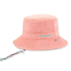 Reversible Flamingo Print & Terrycloth Petite Bucket Hat - Sun 'N' Sand Hats Bucket Hat Sun N Sand Hats