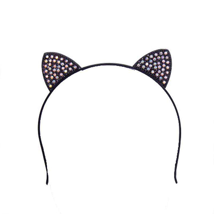 Rhinestone Cat Ears Headband Headband Something Special Hat lb7960bk Black