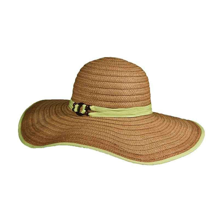 Ribbon Bound Straw Floppy Hat - Tropical Trends Floppy Hat Dorfman Hat Co. lp183LM Lime