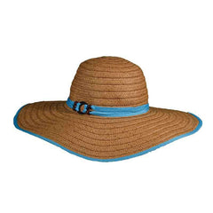 Ribbon Bound Straw Floppy Hat - Tropical Trends Floppy Hat Dorfman Hat Co. lp183TQ Turquoise