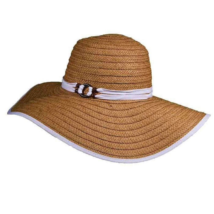 Ribbon Bound Straw Floppy Hat - Tropical Trends Floppy Hat Dorfman Hat Co. lp183WH White