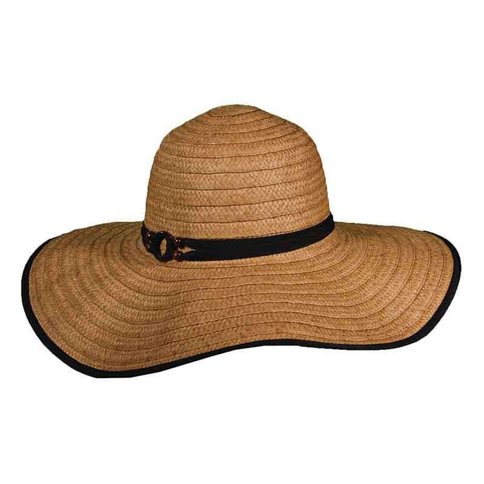 Ribbon Bound Straw Floppy Hat - Tropical Trends Floppy Hat Dorfman Hat Co. lp183BK Black