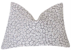 Sale: 12x21” Grey Chenille Leopard Pillow Cover - Annabel Bleu