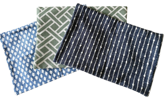 Sale: 12x18 Blue or Green Pillow Cover - Annabel Bleu