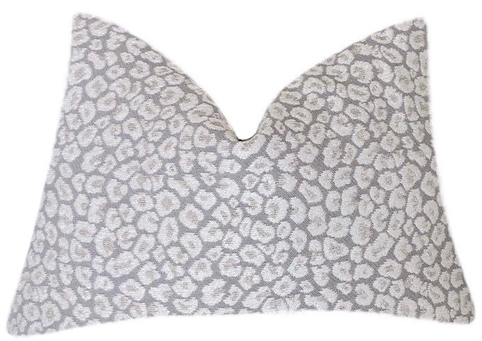 Sale: 12x21” Grey Chenille Leopard Pillow Cover - Annabel Bleu